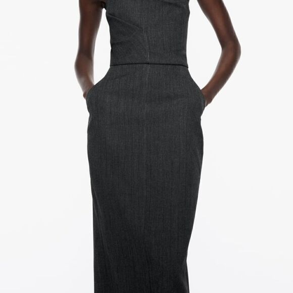 ZW ZARA COLLECTION STRAPLESS DRESS GRAY Midi Dress gray - Picture 13 of 16